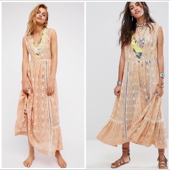 Free People Boho Princess Lace Maxi Dress